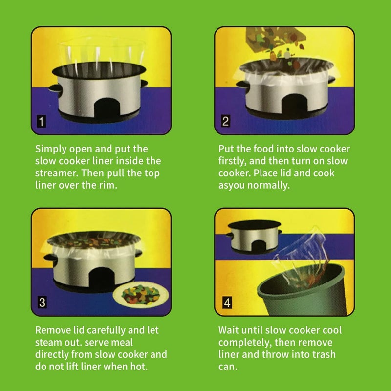 ECOOPTS Slow Cooker Liners Disposable Cooking Bags Small Size Pot Liners Fit 1QT to 3QT Suitable for Oval & Round Pot (10) - Image 4